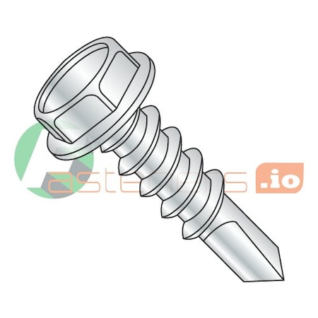 Newport Fasteners Self-Drilling Screw, #12-24 x 1-1/4 in, Climaseal Steel Flange Hex Head External Hex Drive, 4000 PK 641260-4000